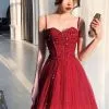 Luxury Gorgeous Burgundy Prom Dresses A Line Princess