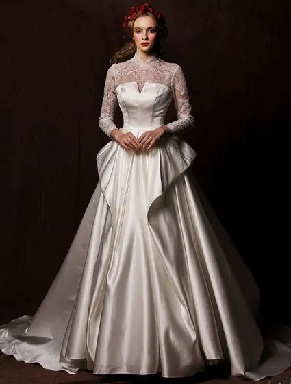 Robe De Mariée Élégantes 2016 Millésime Décolleté De Dentelle Robe De