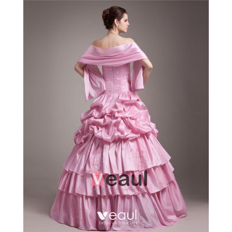 Ball Gown Strapless Floor Length Embroidery Paillette Taffeta Women