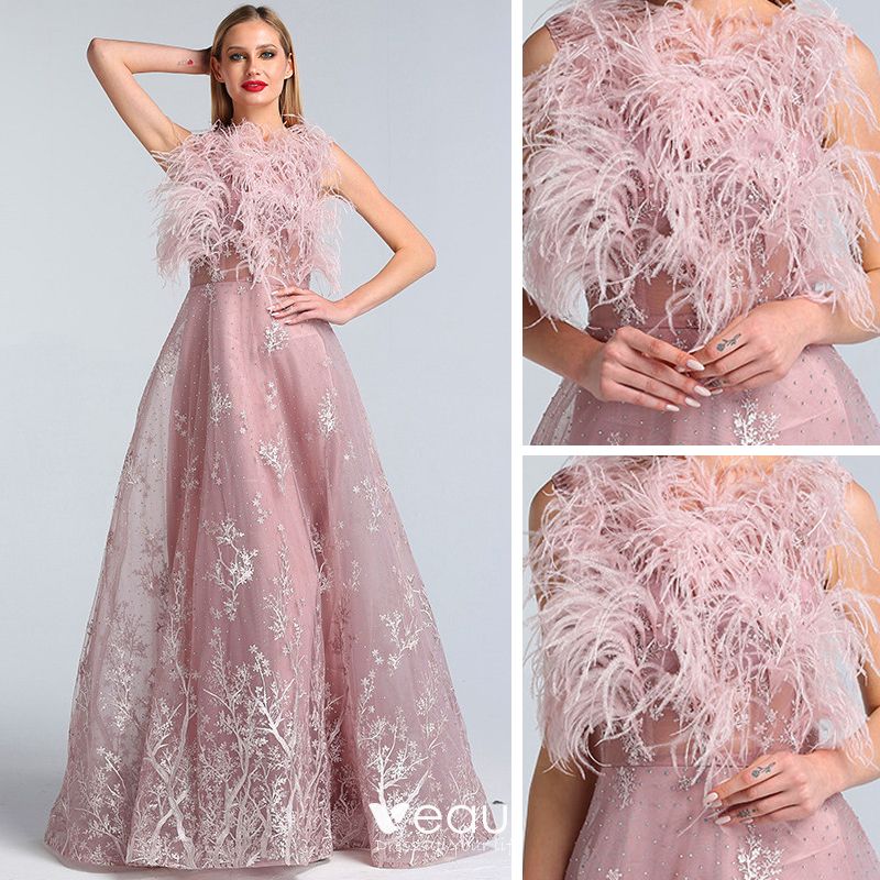 Haut De Gamme Rougissant Rose Transparentes Robe De Soir E