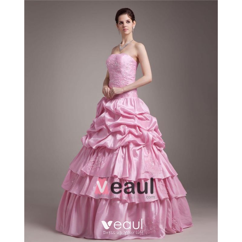 Ball Gown Strapless Floor Length Embroidery Paillette Taffeta Women