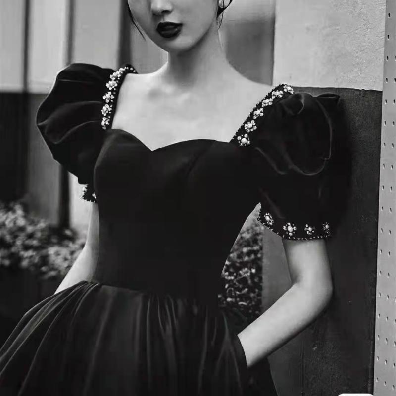 Vintage Retro Black Evening Dresses Prom Dresses 2022 A Line