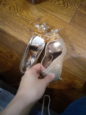 Luxury Gorgeous Champagne Handmade Cinderella Wedding Shoes 2019 Leather  Crystal 9 cm
