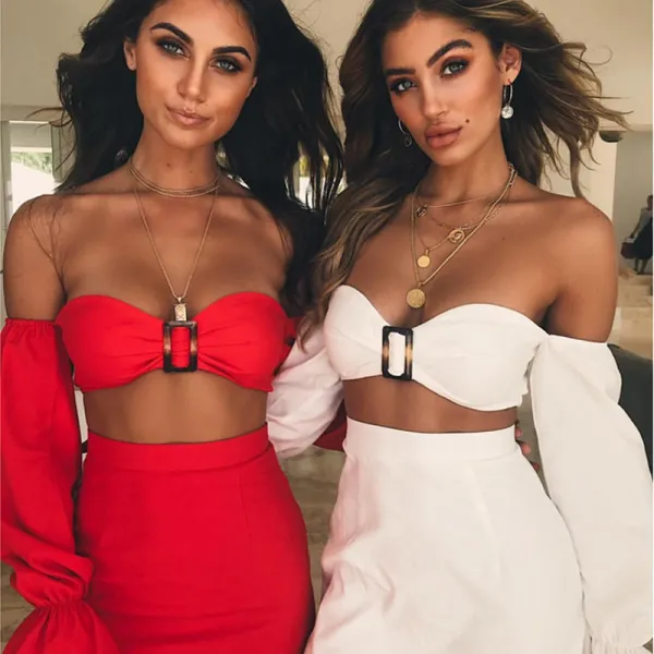 2 Piece Holiday Summer Maxi Dresses 2020 Off-The-Shoulder Puffy Long Sleeve Backless Short Womens Clothing