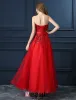 A-ligne Sequins Sweetheart Organza Rouge Robe De Soirée Avec Ceinture