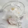Accrocheuse Fée Des Fleurs Blanche Bouquet De Mariée 2020 Métal Cristal Plumes Fleur Fait main La Mariée Engagement Mariage Accessorize