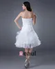 Beautiful A-Line Sweetheart Satin Organza Short Mini Wedding Dress