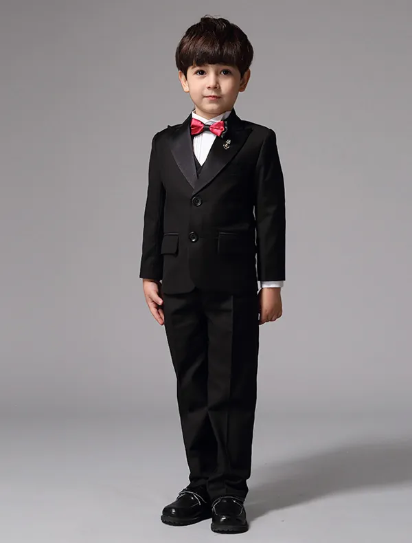 Boy Wedding Suits Red Tie Ring Bearer Suits 5 Sets
