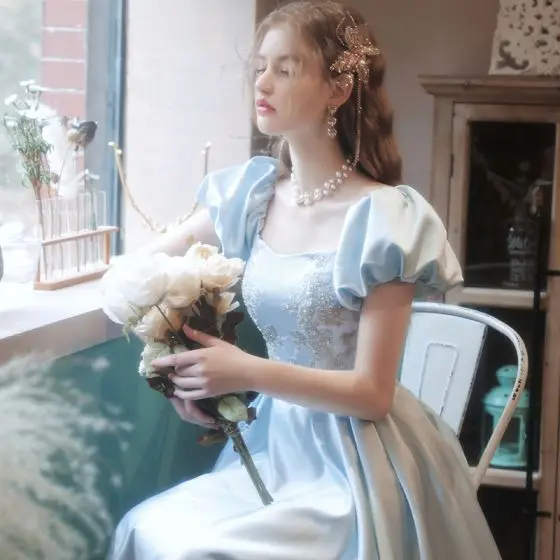 sachin and babi light blue dress Audrey Hepburn's “Breakfast at Tiffany's” Dress 10 Iconic Audrey Hepburn  Fashion Moments That You Can't Take Your Eyes Off👇👇👇 main image 1
