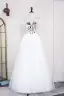 Sparkly White Acrylic Prom Dresses 2024 A-Line / Princess Spaghetti Straps Floor-Length / Long Tulle Sleeveless Formal Dresses