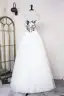Sparkly White Acrylic Prom Dresses 2024 A-Line / Princess Spaghetti Straps Floor-Length / Long Tulle Sleeveless Formal Dresses