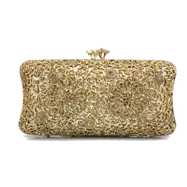 Luxe Goud Handtassen Kralen Doorboord Rhinestone Metaal Huwelijk Avond Accessoires 2019