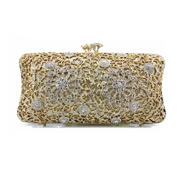 Luxe Goud Handtassen Kralen Doorboord Rhinestone Metaal Huwelijk Avond Accessoires 2019