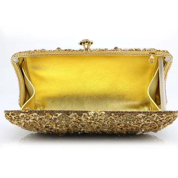 Luxe Goud Handtassen Kralen Doorboord Rhinestone Metaal Huwelijk Avond Accessoires 2019