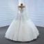Luxury / Gorgeous Red See-through Bridal Wedding Dresses 2020 Ball Gown High Neck Long Sleeve Handmade  Beading Pearl Floor-Length / Long