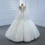 Luxury / Gorgeous Red See-through Bridal Wedding Dresses 2020 Ball Gown High Neck Long Sleeve Handmade  Beading Pearl Floor-Length / Long