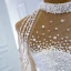 Luxury / Gorgeous Red See-through Bridal Wedding Dresses 2020 Ball Gown High Neck Long Sleeve Handmade  Beading Pearl Floor-Length / Long