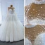 Luxury / Gorgeous Red See-through Bridal Wedding Dresses 2020 Ball Gown High Neck Long Sleeve Handmade  Beading Pearl Floor-Length / Long