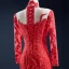Haut de Gamme Rouge Tapis rouge Robe De Soirée 2020 Trompette / Sirène Transparentes Col Haut Manches Longues Appliques En Dentelle Longue Volants Robe De Ceremonie