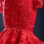 Haut de Gamme Rouge Tapis rouge Robe De Soirée 2020 Trompette / Sirène Transparentes Col Haut Manches Longues Appliques En Dentelle Longue Volants Robe De Ceremonie