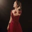 Illusion Burgundy Prom Dresses 2020 A-Line / Princess See-through Scoop Neck 3/4 Sleeve Appliques Lace Sequins Floor-Length / Long Ruffle Formal Dresses