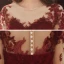 Illusion Burgundy Prom Dresses 2020 A-Line / Princess See-through Scoop Neck 3/4 Sleeve Appliques Lace Sequins Floor-Length / Long Ruffle Formal Dresses