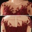 Romantic Burgundy Prom Dresses 2020 A-Line / Princess See-through Scoop Neck Long Sleeve Appliques Flower Beading Floor-Length / Long Ruffle Formal Dresses