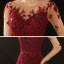 Romantic Burgundy Prom Dresses 2020 A-Line / Princess See-through Scoop Neck Long Sleeve Appliques Flower Beading Floor-Length / Long Ruffle Formal Dresses