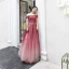 Elegant Red Dancing Prom Dresses 2020 A-Line / Princess Off-The-Shoulder Short Sleeve Sash Beading Floor-Length / Long Ruffle Backless Formal Dresses