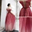 Elegant Red Dancing Prom Dresses 2020 A-Line / Princess Off-The-Shoulder Short Sleeve Sash Beading Floor-Length / Long Ruffle Backless Formal Dresses