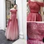 Elegant Red Dancing Prom Dresses 2020 A-Line / Princess Off-The-Shoulder Short Sleeve Sash Beading Floor-Length / Long Ruffle Backless Formal Dresses