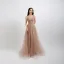 Sexy Pearl Pink Prom Dresses 2020 A-Line / Princess See-through Deep V-Neck Sleeveless Beading Pearl Rhinestone Floor-Length / Long Ruffle Backless Formal Dresses