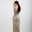 Haut de Gamme Argenté Robe De Soirée 2020 Trompette / Sirène Transparentes V-Cou Sans Manches Perlage Gland Paillettes Longue Dos Nu Robe De Ceremonie