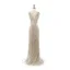Haut de Gamme Argenté Robe De Soirée 2020 Trompette / Sirène Transparentes V-Cou Sans Manches Perlage Gland Paillettes Longue Dos Nu Robe De Ceremonie