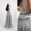Illusion Grau Tanzen Durchsichtige Ballkleider 2020 A Linie Eckiger Ausschnitt Ärmellos Perlenstickerei Strass Pailletten Stoffgürtel Lange Rüschen Festliche Kleider