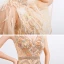 High-end Gold Evening Dresses  With Shawl 2020 Trumpet / Mermaid Deep V-Neck Sleeveless Feather Beading Sweep Train Ruffle Backless Formal Dresses