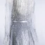 Haut de Gamme Gris Robe De Soirée 2020 Princesse Transparentes Encolure Dégagée Manches Longues Plumes Ceinture Perlage Paillettes Train De Balayage Volants Robe De Ceremonie
