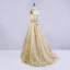 Chic / Belle Doré Robe De Bal 2020 Princesse Bustier Sans Manches Perlage Paillettes Train De Balayage Volants Dos Nu Robe De Ceremonie