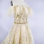 Chic / Belle Doré Robe De Bal 2020 Princesse Bustier Sans Manches Perlage Paillettes Train De Balayage Volants Dos Nu Robe De Ceremonie