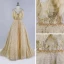 Meilleur Champagne Robe De Bal 2020 Princesse Bretelles Spaghetti Sans Manches Perlage Paillettes Train De Balayage Volants Dos Nu Robe De Ceremonie