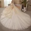 Roman Champagne Gold Bridal Wedding Dresses 2020 Ball Gown Off-The-Shoulder Short Sleeve Backless Appliques Sequins Beading Glitter Tulle Royal Train Ruffle