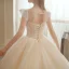 Meilleur La Mariée Champagne Transparentes Robe De Mariée 2020 Robe Boule Encolure Dégagée Sans Manches Dos Nu Perlage Glitter Tulle Cathedral Train Volants
