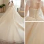 Meilleur La Mariée Champagne Transparentes Robe De Mariée 2020 Robe Boule Encolure Dégagée Sans Manches Dos Nu Perlage Glitter Tulle Cathedral Train Volants