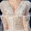 Victorian Style Champagne Bridal Wedding Dresses 2020 Ball Gown V-Neck Puffy 3/4 Sleeve Backless Appliques Lace Beading Glitter Tulle Cathedral Train Ruffle