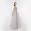 Illusion Luxury / Gorgeous Silver Dancing Prom Dresses 2020 A-Line / Princess Deep V-Neck Beading Sequins Floor-Length / Long Ruffle Backless Formal Dresses