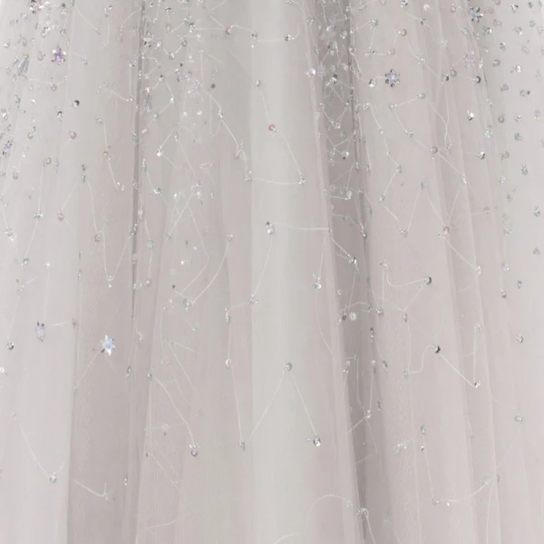 Illusion Luxury / Gorgeous Silver Dancing Prom Dresses 2020 A-Line / Princess Deep V-Neck Beading Sequins Floor-Length / Long Ruffle Backless Formal Dresses