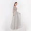 Illusion Luxury / Gorgeous Silver Dancing Prom Dresses 2020 A-Line / Princess Deep V-Neck Beading Sequins Floor-Length / Long Ruffle Backless Formal Dresses