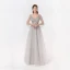 Illusion Luxury / Gorgeous Silver Dancing Prom Dresses 2020 A-Line / Princess Deep V-Neck Beading Sequins Floor-Length / Long Ruffle Backless Formal Dresses