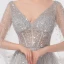 Illusion Luxury / Gorgeous Silver Dancing Prom Dresses 2020 A-Line / Princess Deep V-Neck Beading Sequins Floor-Length / Long Ruffle Backless Formal Dresses