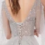 Illusion Luxury / Gorgeous Silver Dancing Prom Dresses 2020 A-Line / Princess Deep V-Neck Beading Sequins Floor-Length / Long Ruffle Backless Formal Dresses